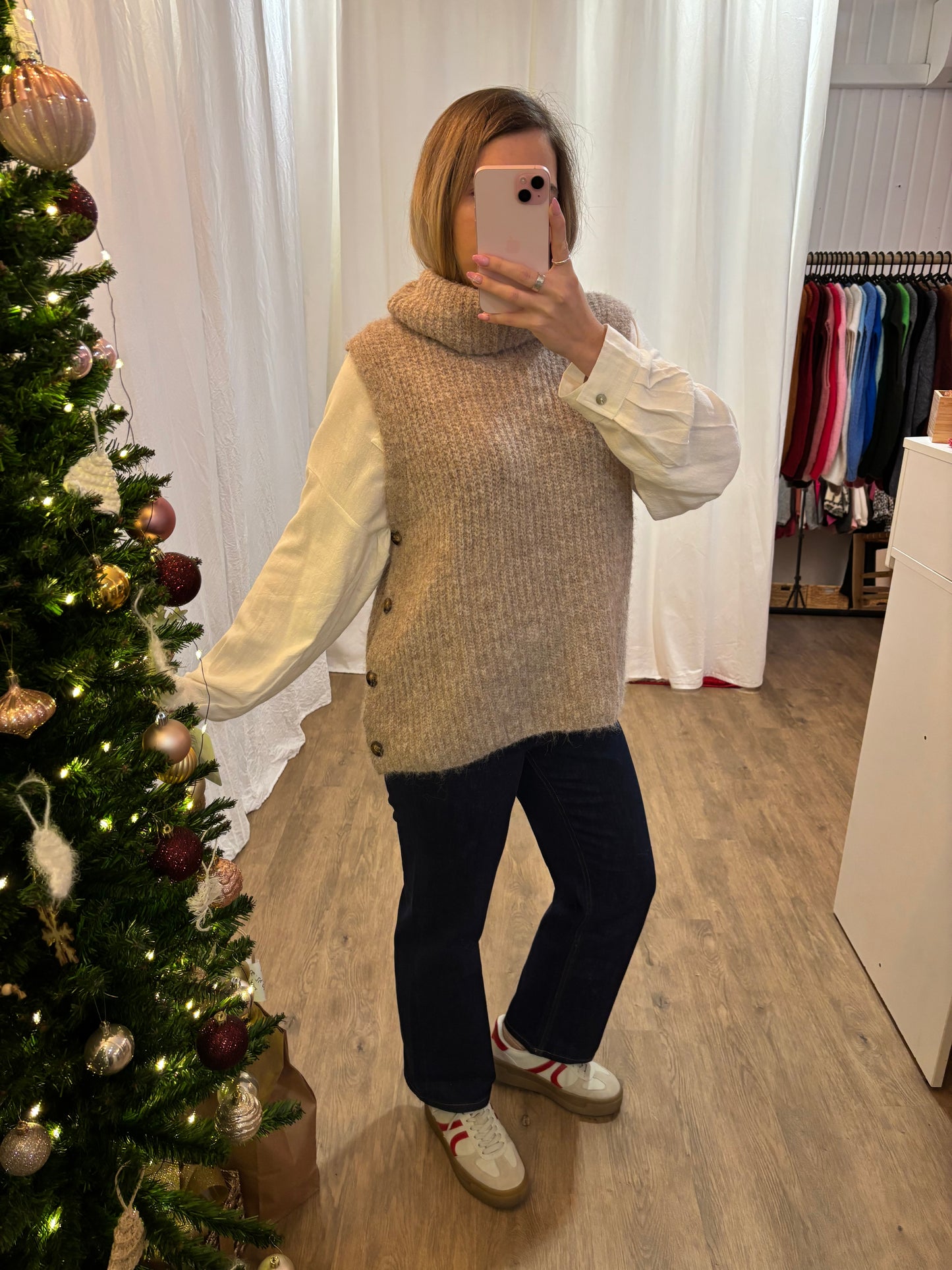 Pull sans manches LEILA Taupe