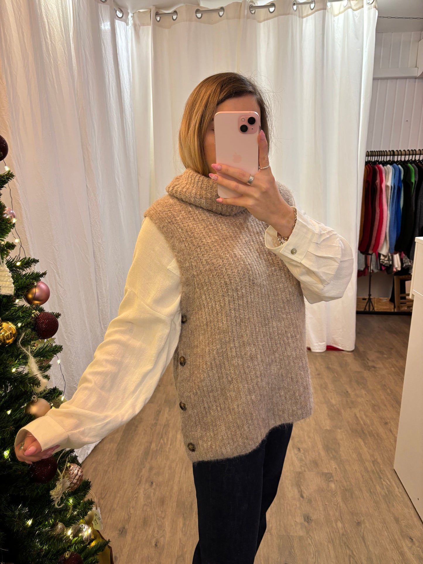 Pull sans manches LEILA Taupe