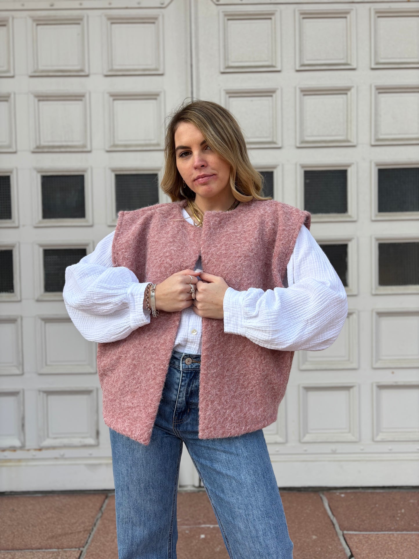 Veste sans manches LILI Vieux Rose