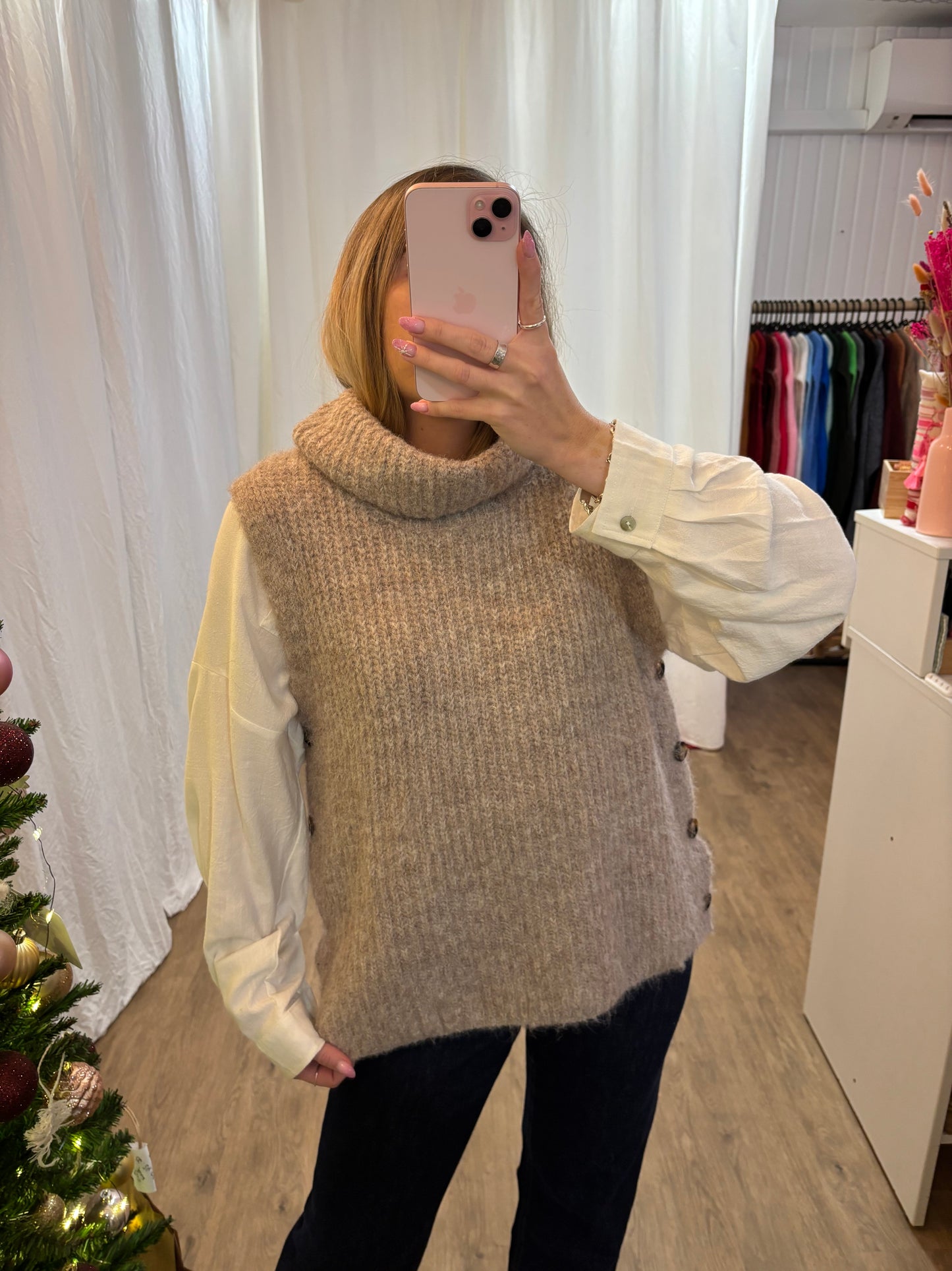 Pull sans manches LEILA Taupe