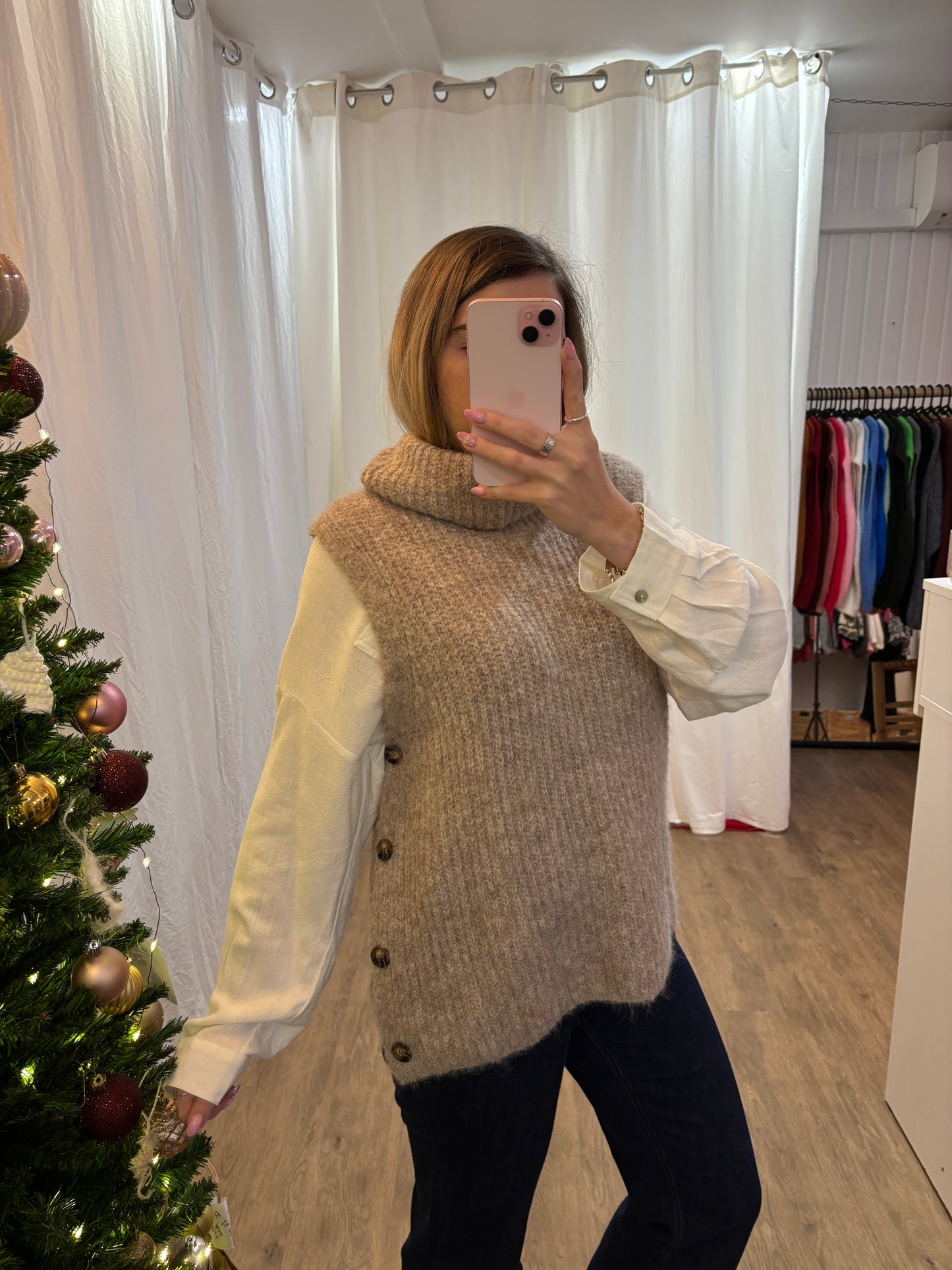 Pull sans manches LEILA Taupe