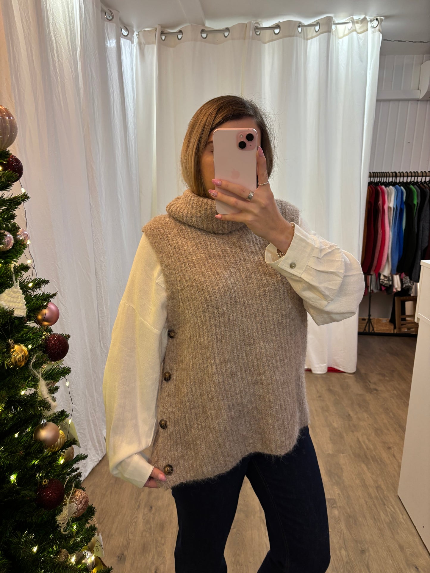 Pull sans manches LEILA Taupe