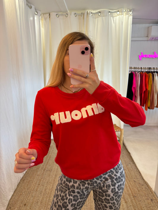 Sweat AMOUR fond rouge