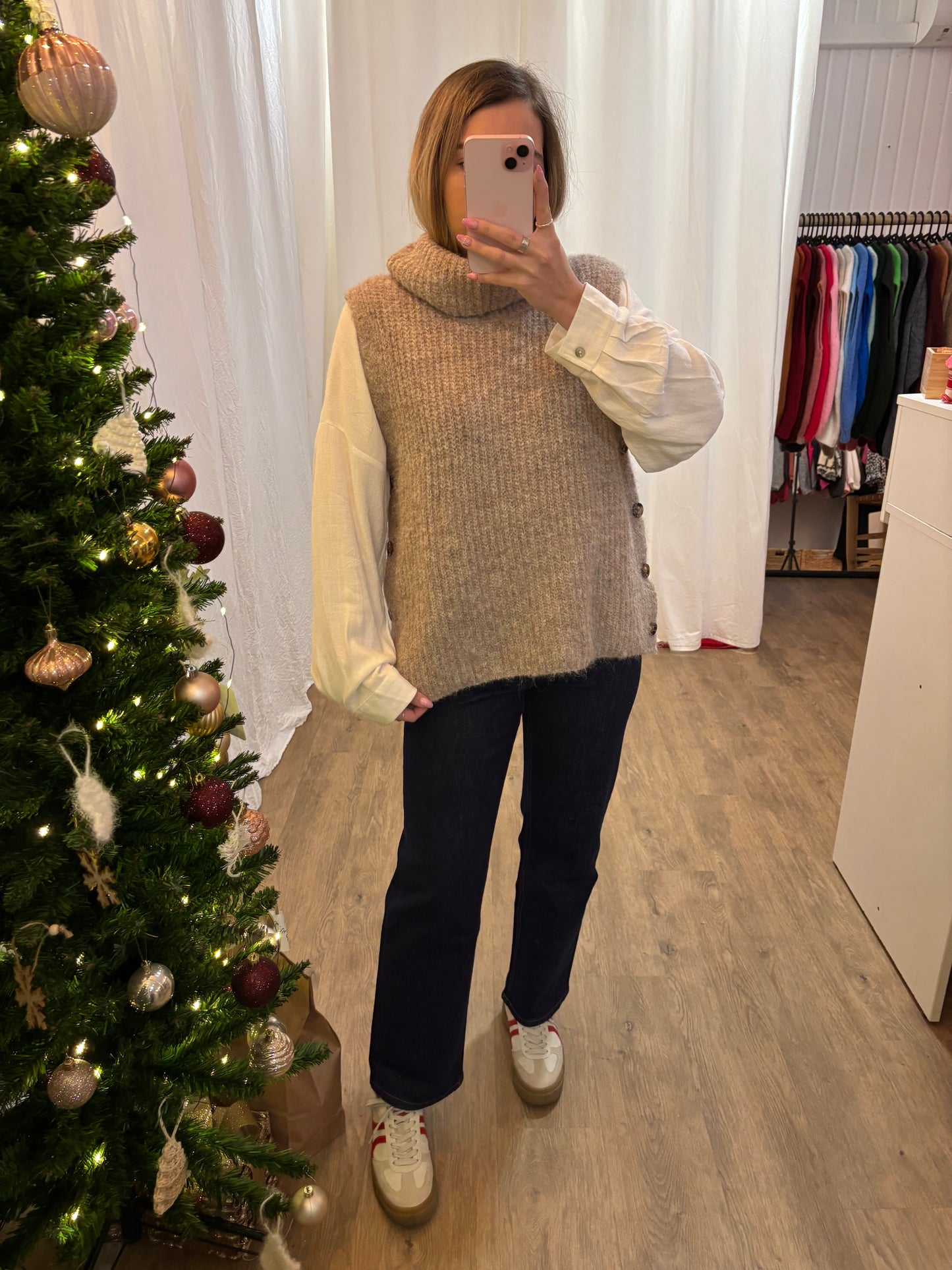 Pull sans manches LEILA Taupe